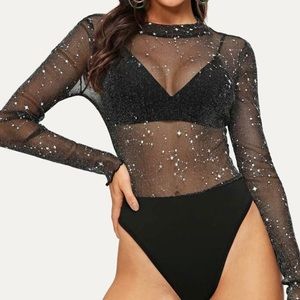 Constellation Mesh Black Bodysuit